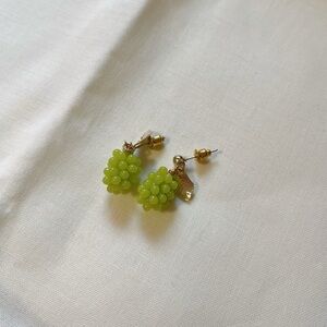 Green grapes drop earrings - silver 925 stud